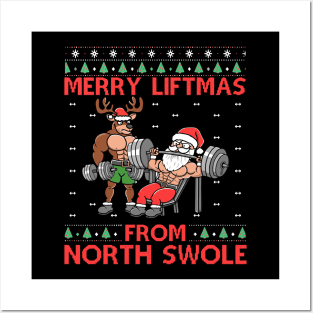 Merry Liftmas From North Swole Muscle Santa Weightlifting Posters and Art